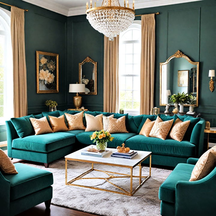 luxurious jade green living room