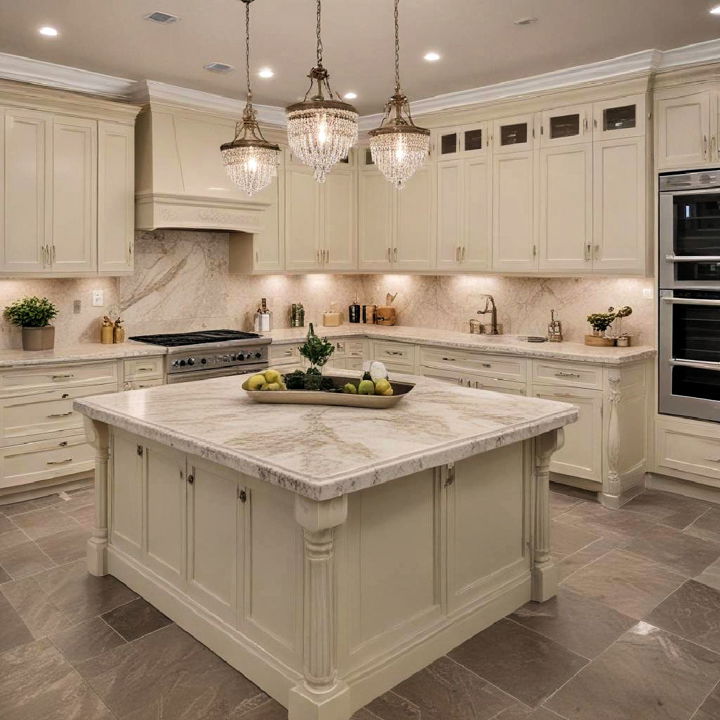 luxurious kitchen with beige cabinets