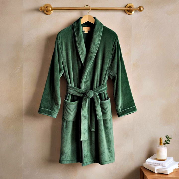 luxurious velvet green bathrobe