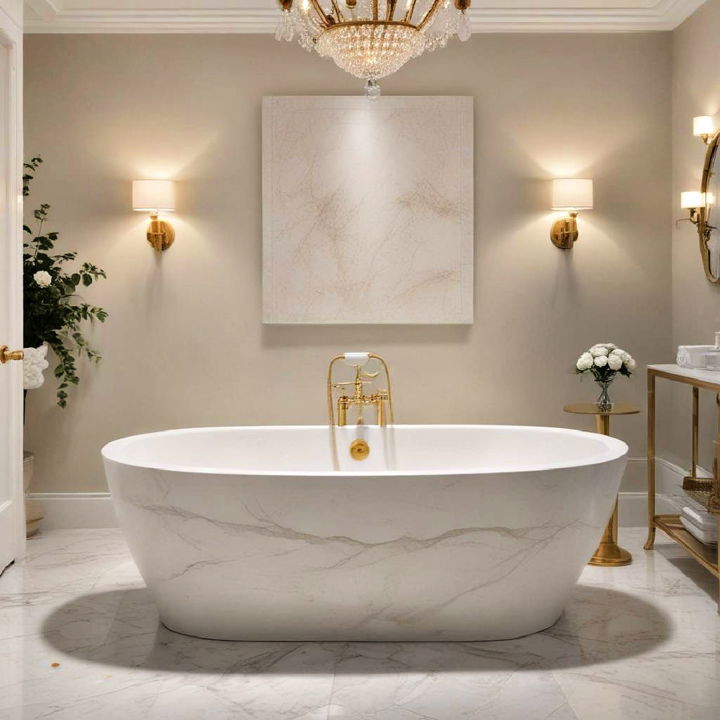 luxurious white stone bathtub