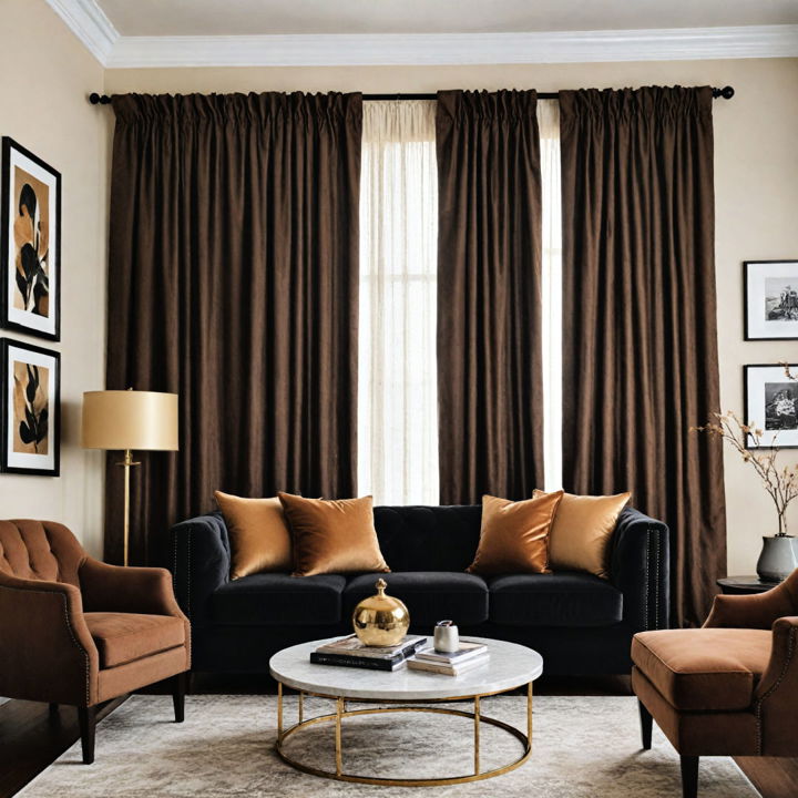 luxury black and brown curtains living room