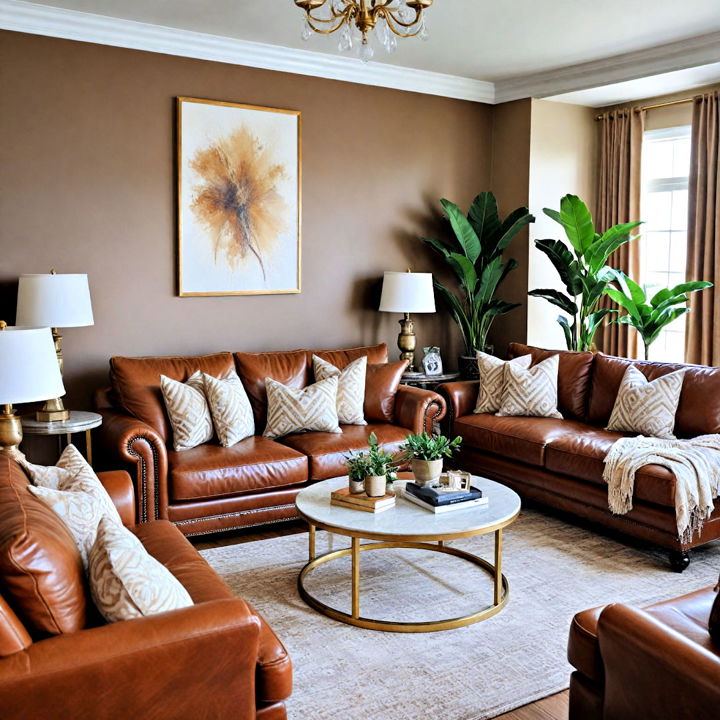 luxury brown leather couch living room