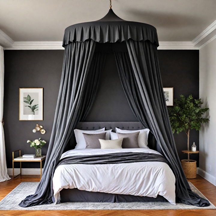 luxury grey bed canopy