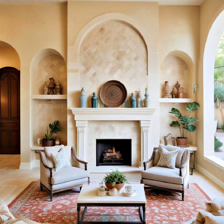 mediterranean inspired fireplace