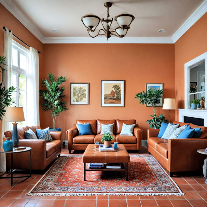 mediterranean magic brown leather couch living room