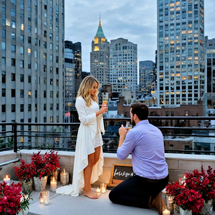 memorable and romantic rooftop proposal