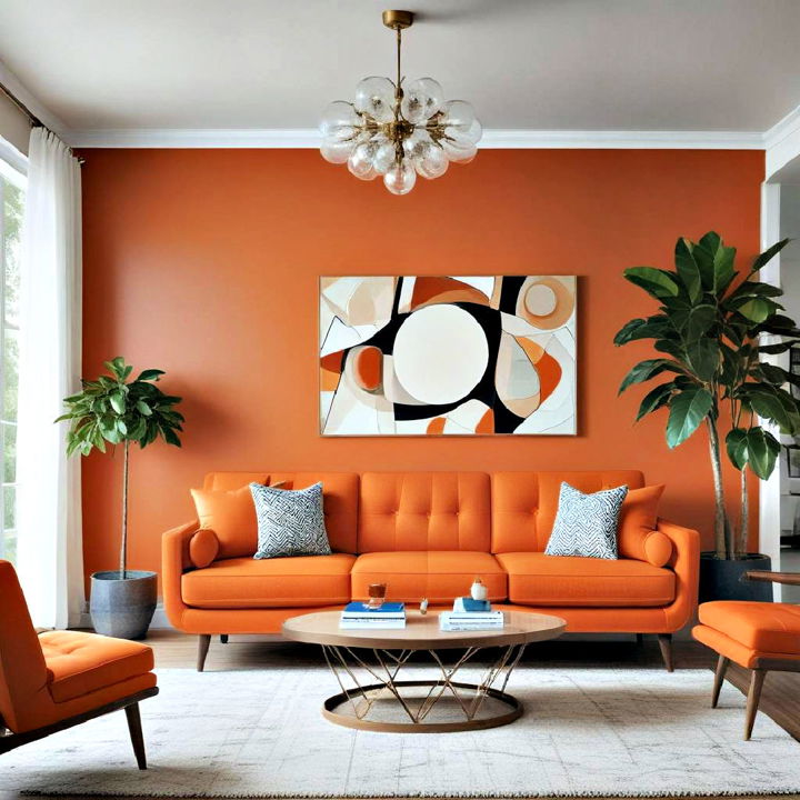 mid century modern orange couch design