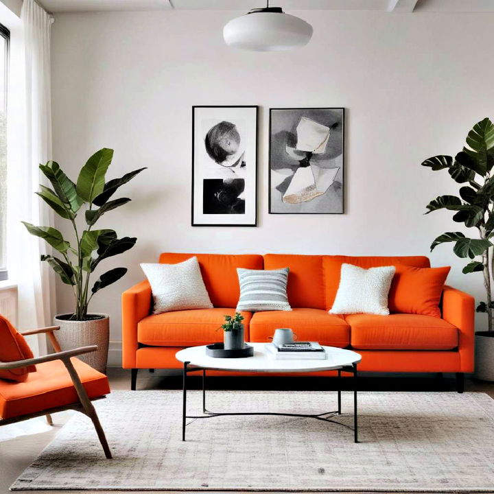 minimalist and modern orange couch for living room