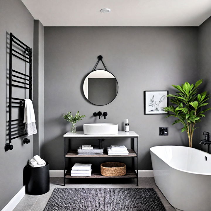 minimalist black and grey bathroom