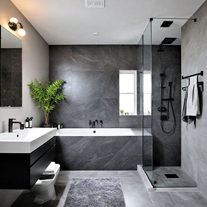 minimalist black and grey bathroom