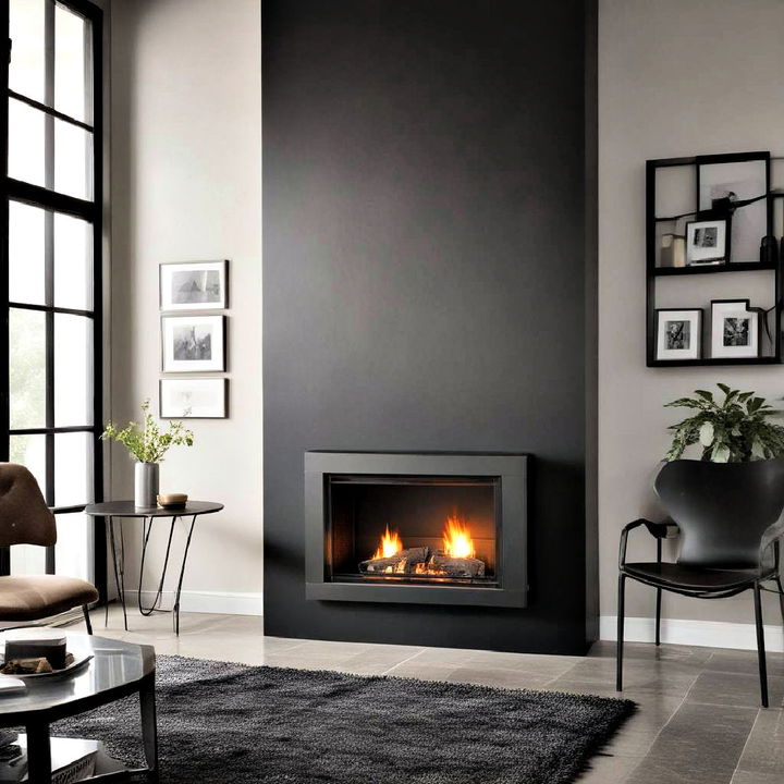 modern and chic black steel fireplace