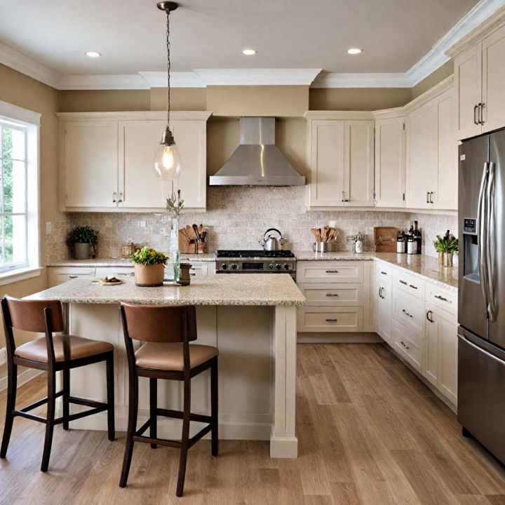 modern and traditional beige kitchen cabinets