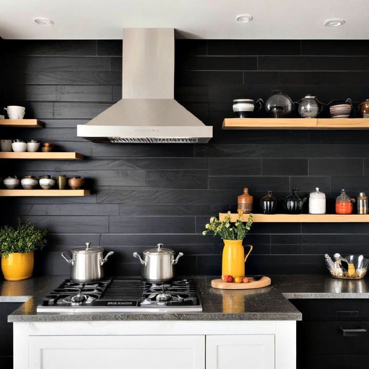 modern black shiplap backsplash for kitchen