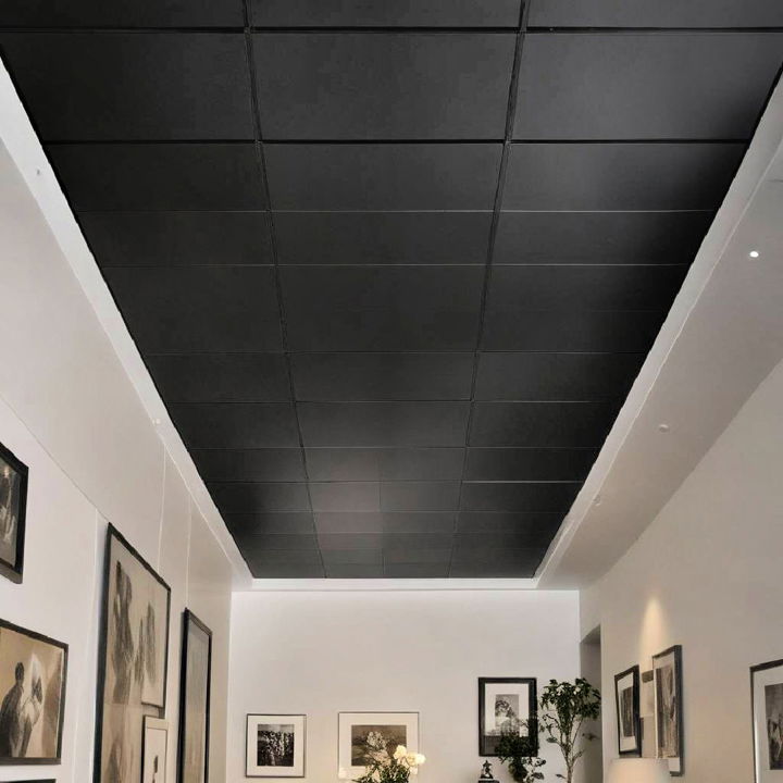 modern black suspended grid ceiling