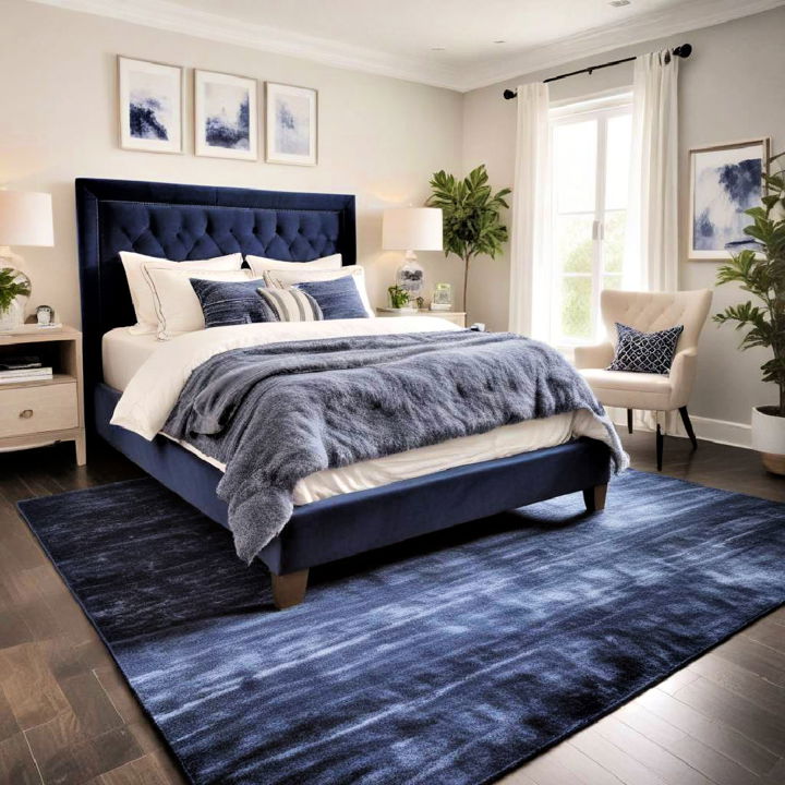 modern dark blue rug