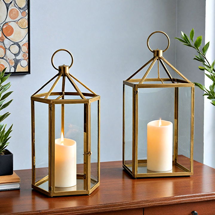 modern geometric metal lanterns