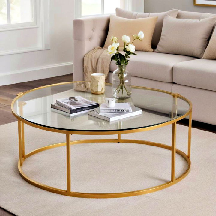 modern gold framed glass coffee table