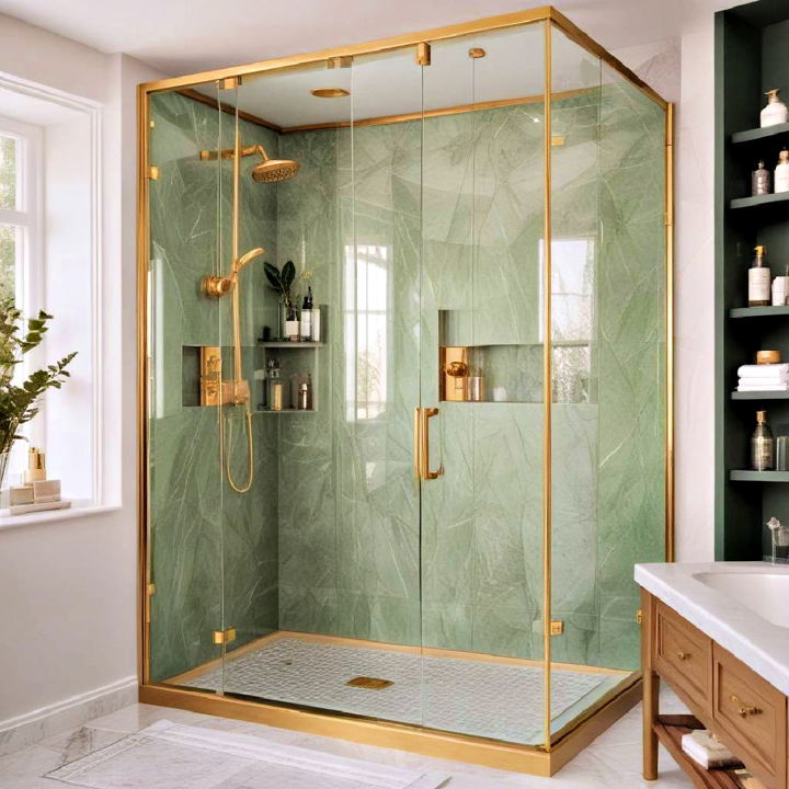 modern gold framed shower enclosure