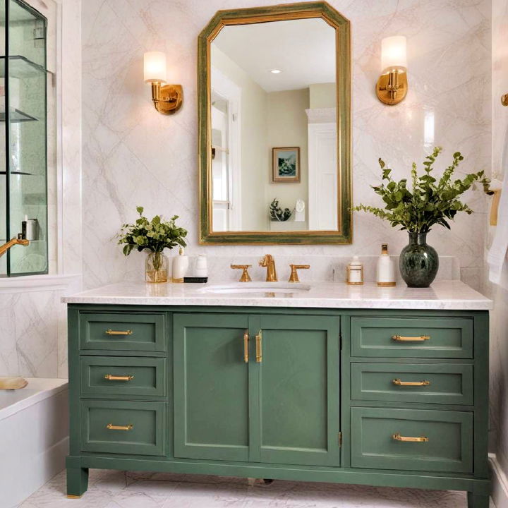 modern green accented vanity