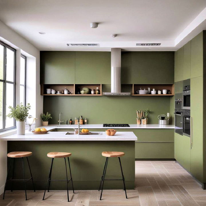 modern minimalism olive green kitchennce olive green kitchen