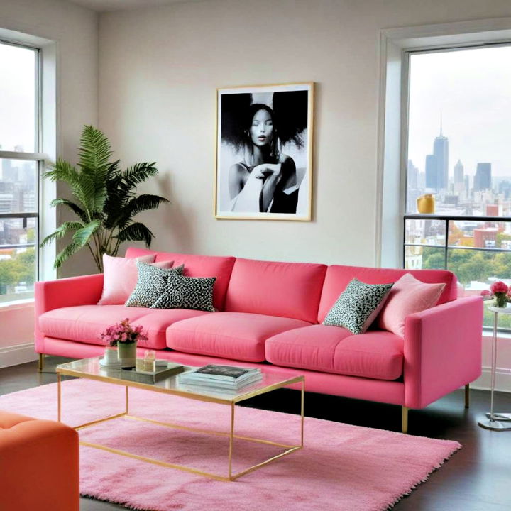 modern neon pink couch