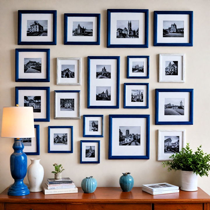 modern picture blue and white picture frames