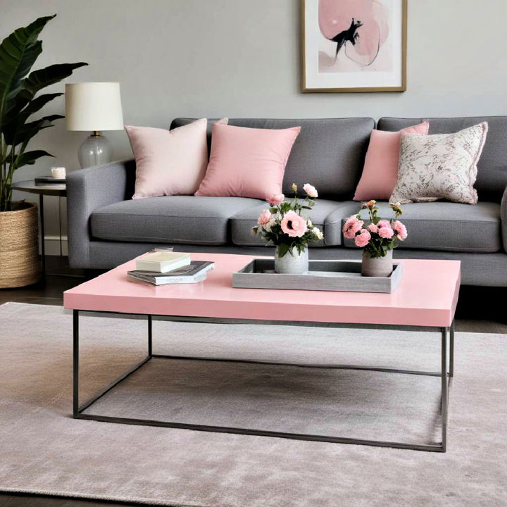 modern pink and grey coffee table