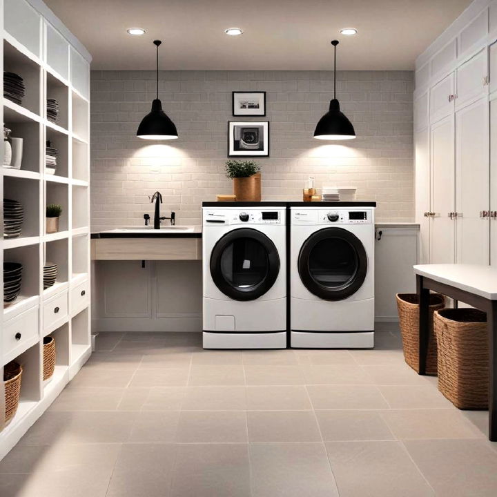 modern statement lighting for laundry room