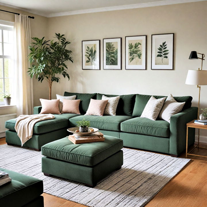 modular chaise sectional in forest green