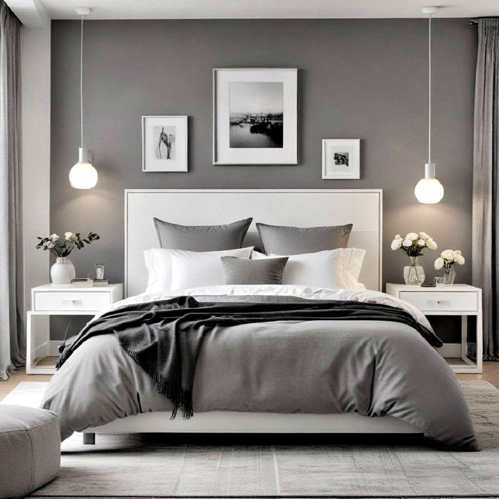 monochrome magic grey and white bedroom