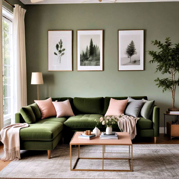 moss green couch living room