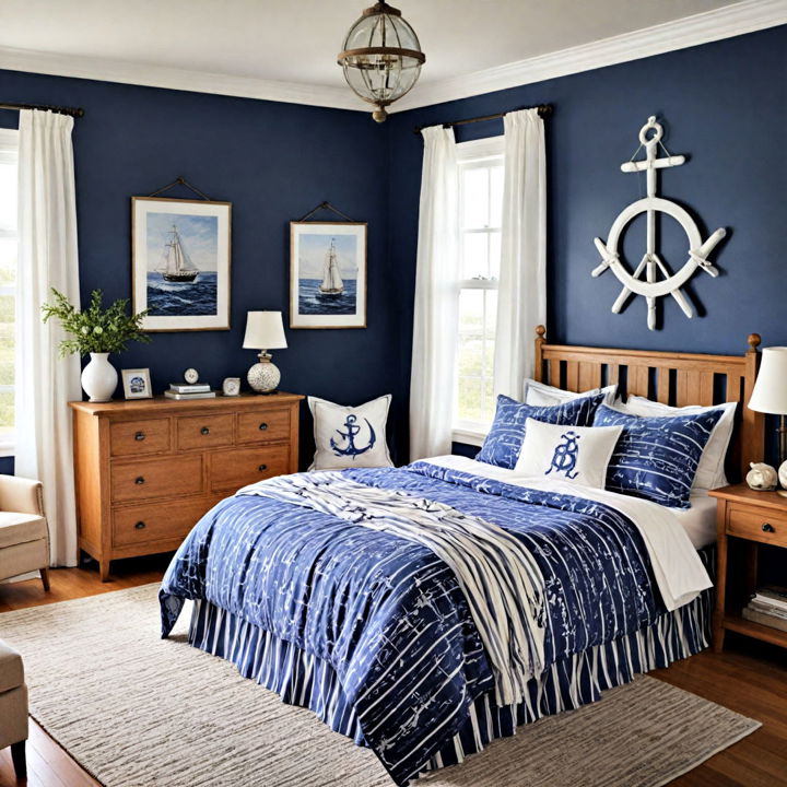 nautical themed girls blue bedroom