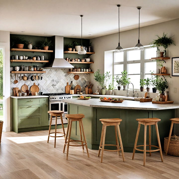 olive green nature inspired kitchen