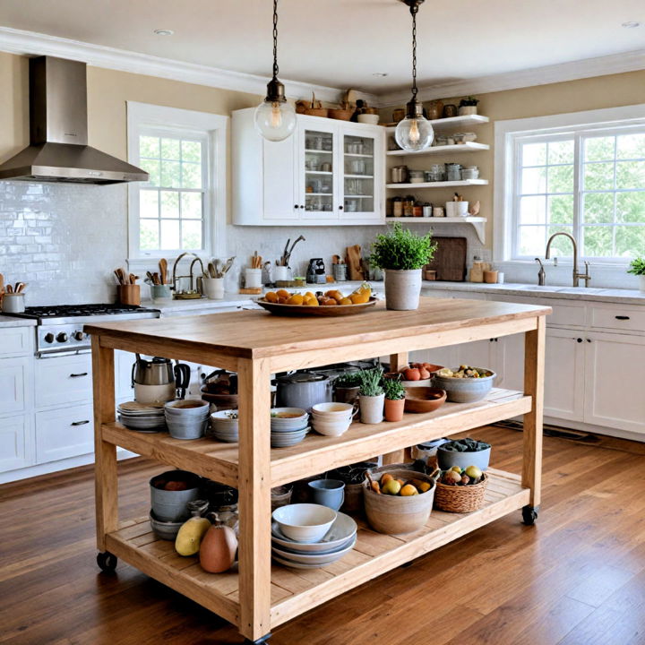 open shelving kitchen island