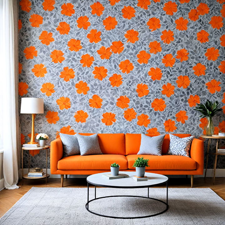 orange and grey bedroom wallpaper