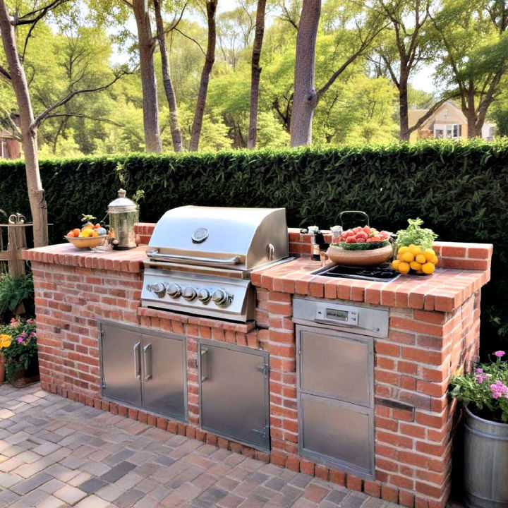 outdoor kitchen brick countertop