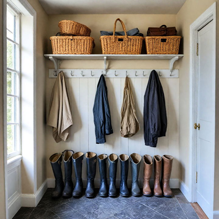 overhead shelving for boot room