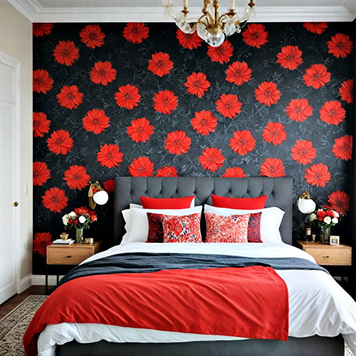 patterned wallpaper red and black design