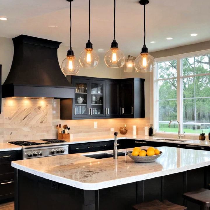 pendant lighting above kitchen island