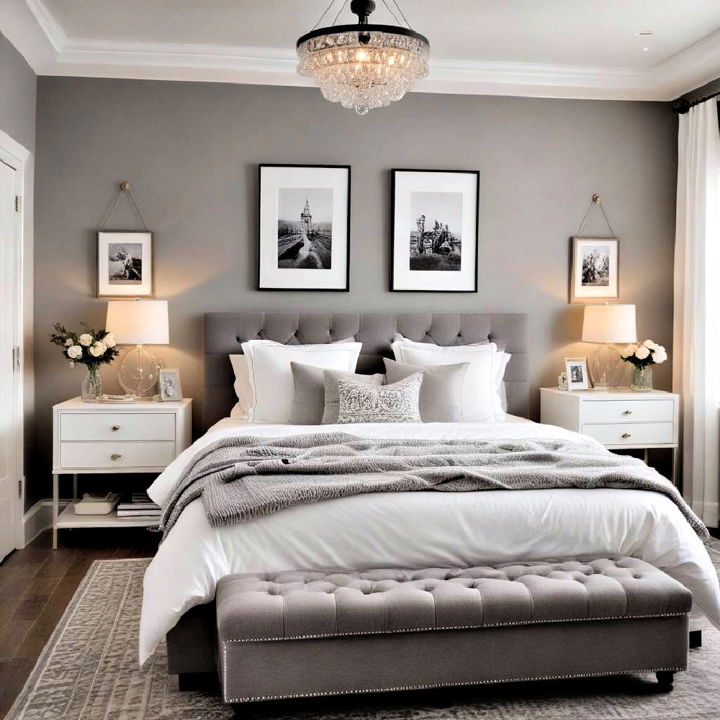 personalized grey and white bedroom