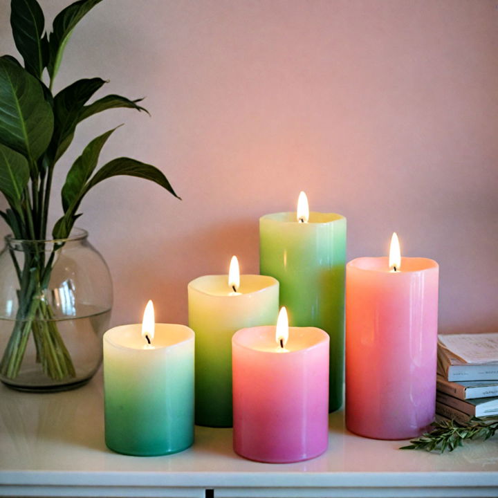 pink and green decorative candles