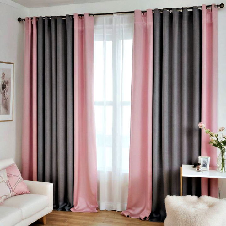 pink and grey curtains for living room