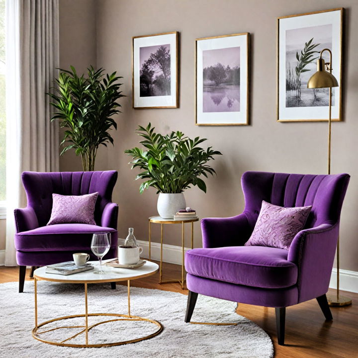 plush purple armchair