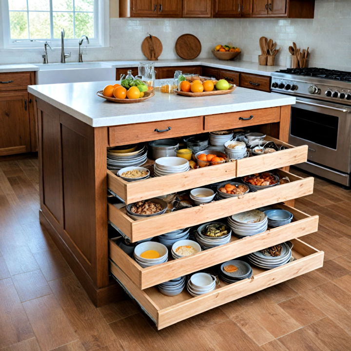 pull out shelves kitchen island storage