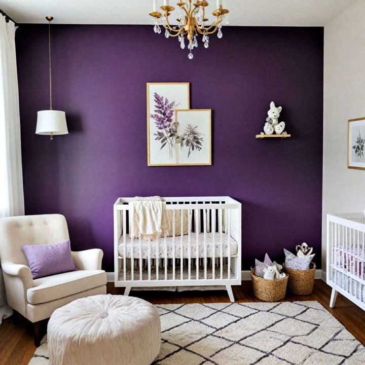 purple accent wall for nursery