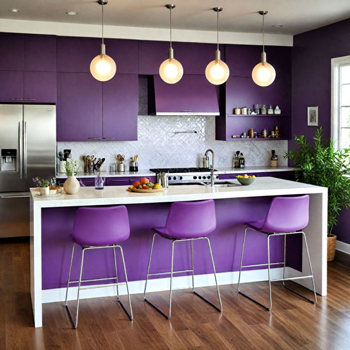 purple counter stools for kitchen