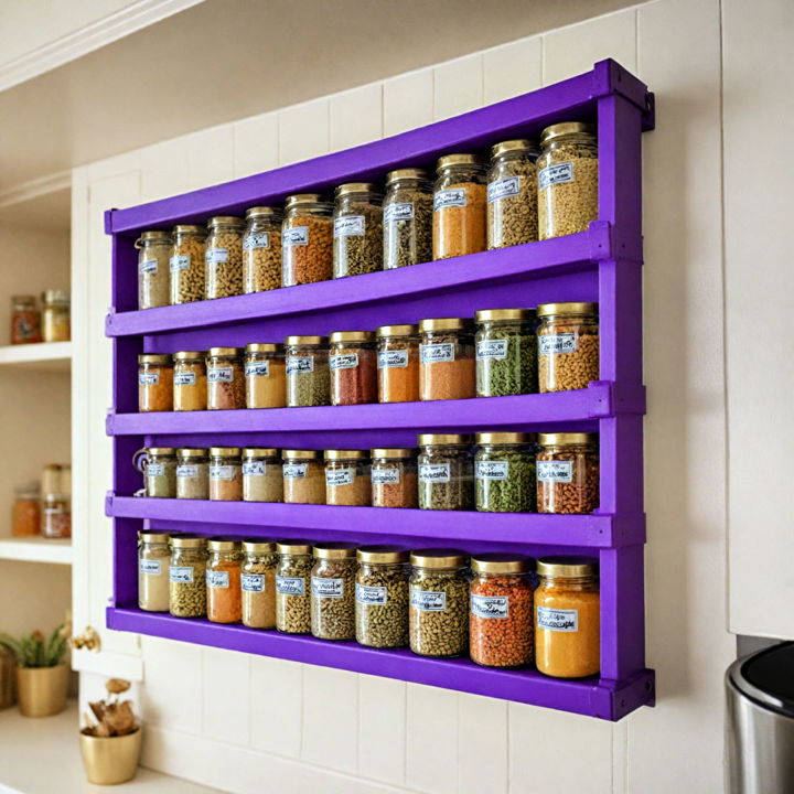 purple spice rack for kitchen