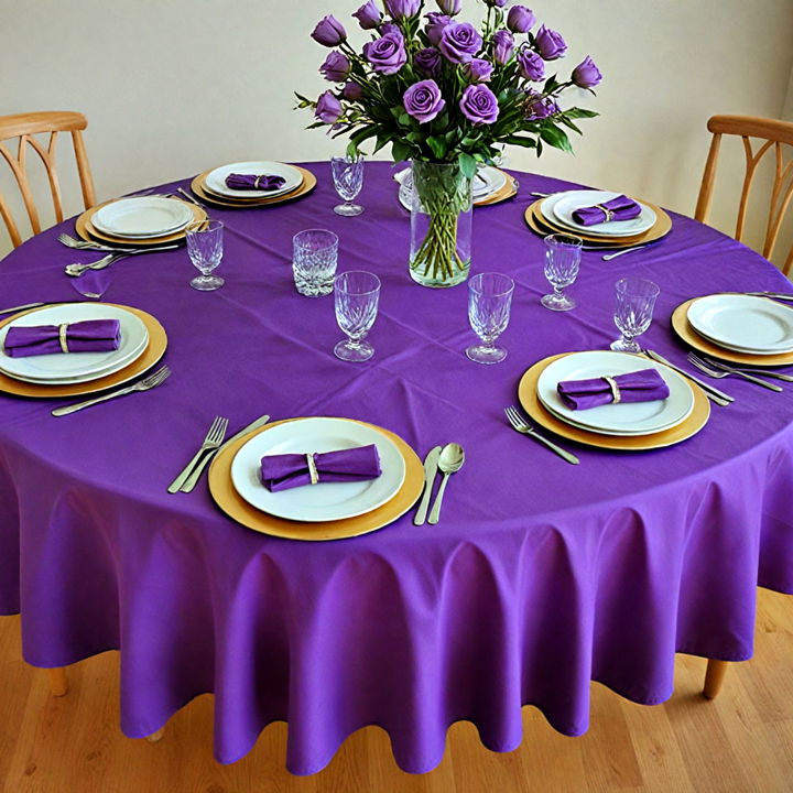 purple table linens for kitchen