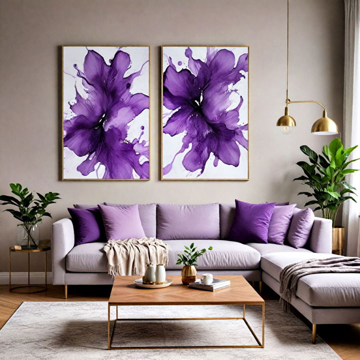 purple themed artistic wall art