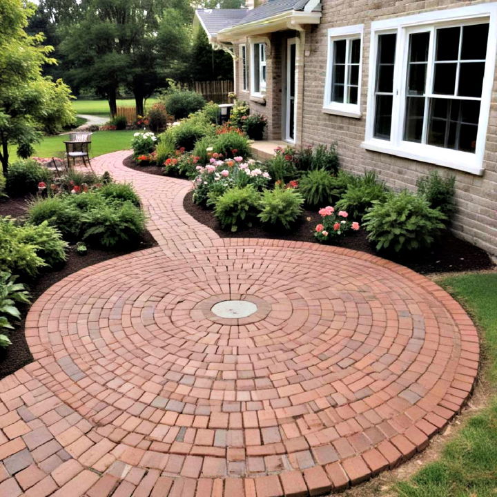 radial brick pattern walkway